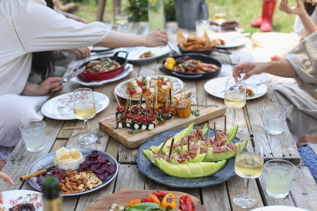 A table laid out with a variety of brunch staples