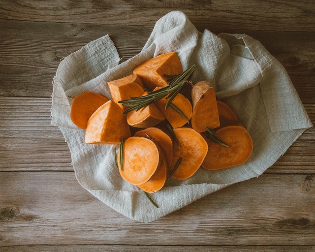 Slices of sweet potatoes