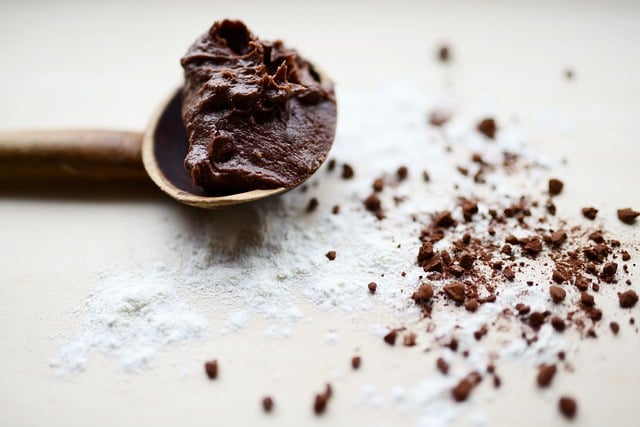 Chocolate dough on a scoop