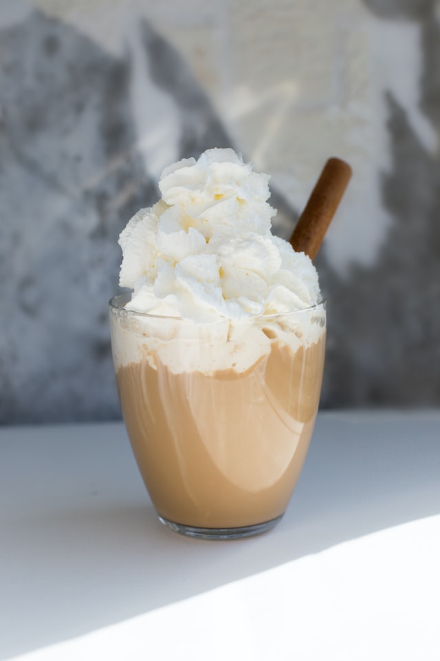 Whipped cream as topping for a coffee drink